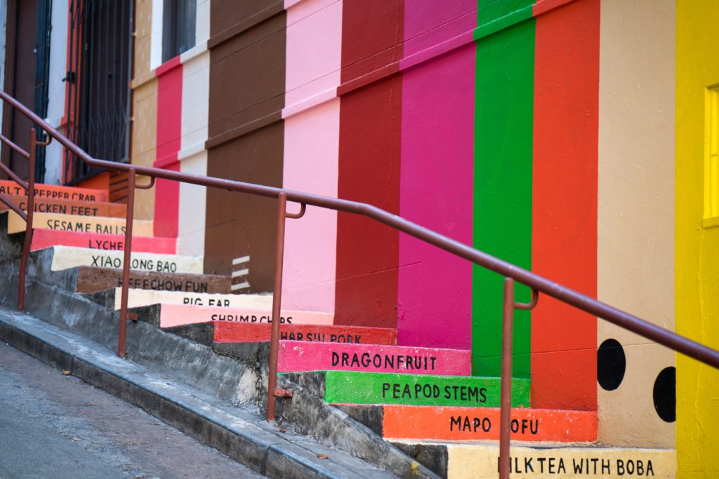 Photo of Stairs with Color and Text Demonstrating the Key Literary Element of Linguistic Poignancy