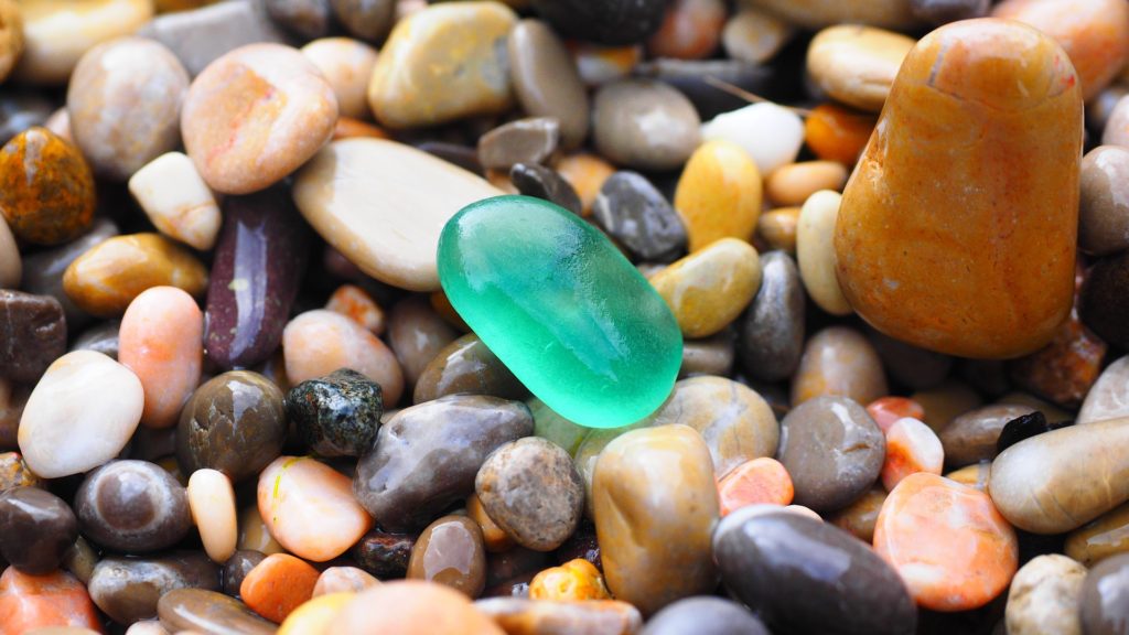 Photo of rocks and seaglass representing Essayism by Brian Dillon for Notes of Oak Literary Blog Book Review.