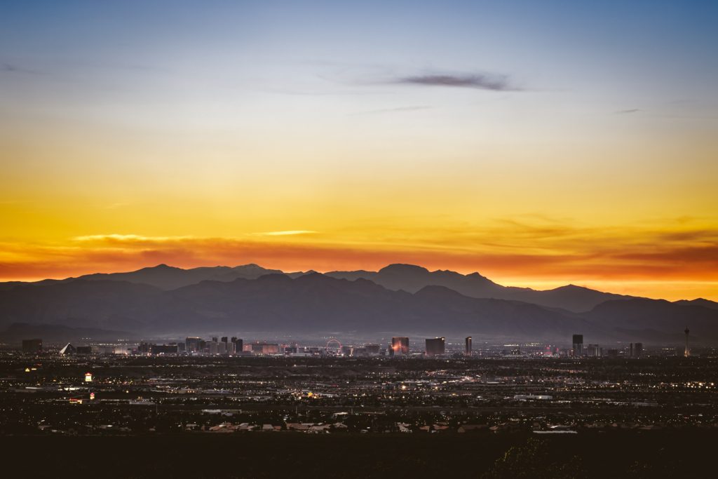 Photo of Las Vegas skyline that looks like Los Angeles described by DJ Waldie in Where Are We Now book.