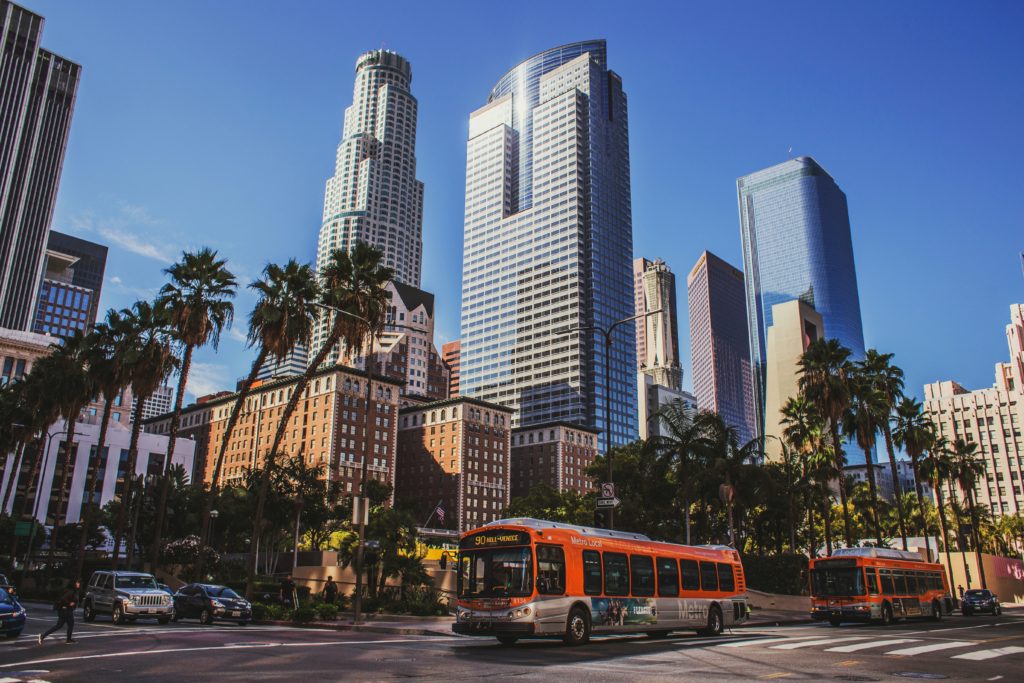 Photo of buses in Downtown Los Angeles
