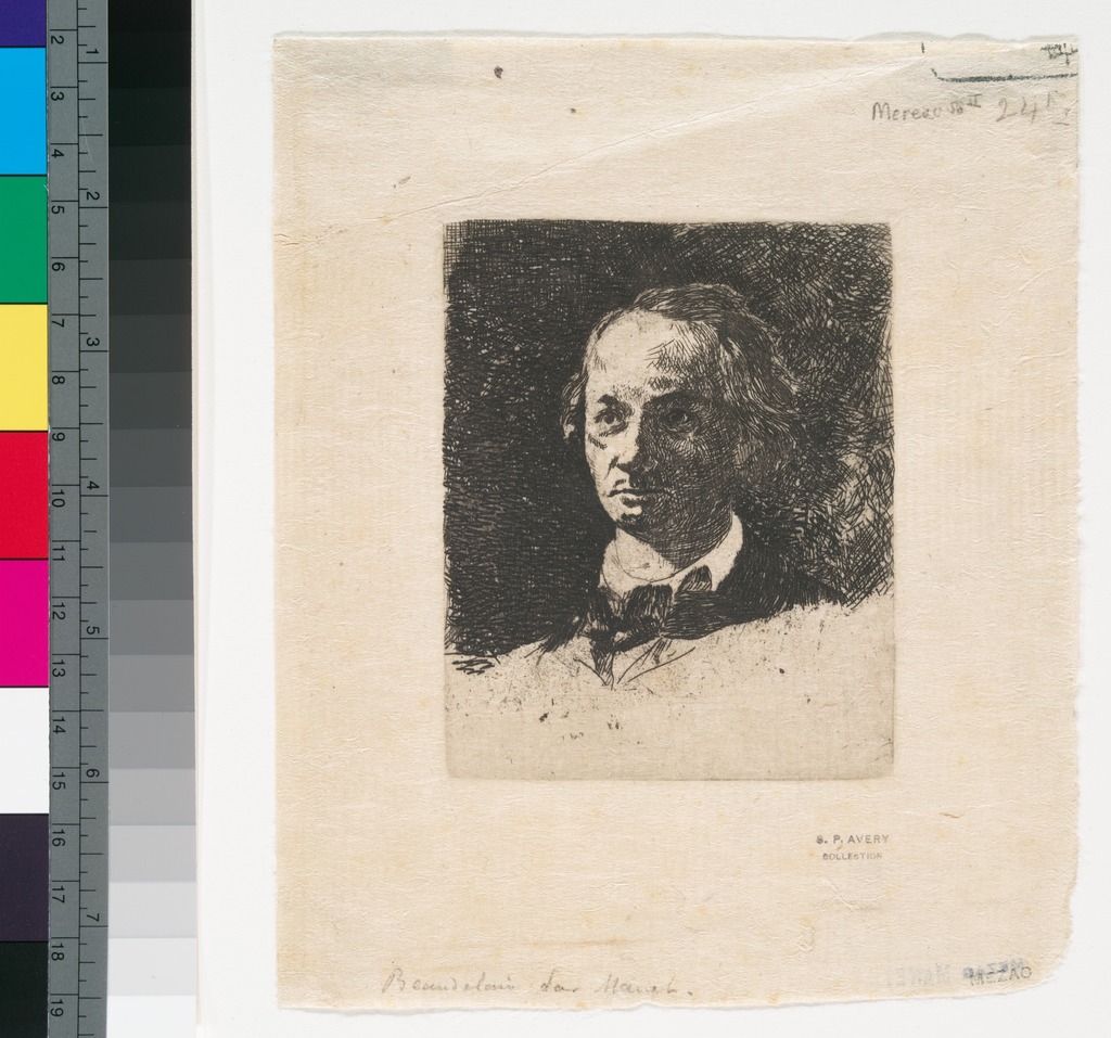 Sketch portrait of prose poet Charles Baudelaire by artist Edouard Manet